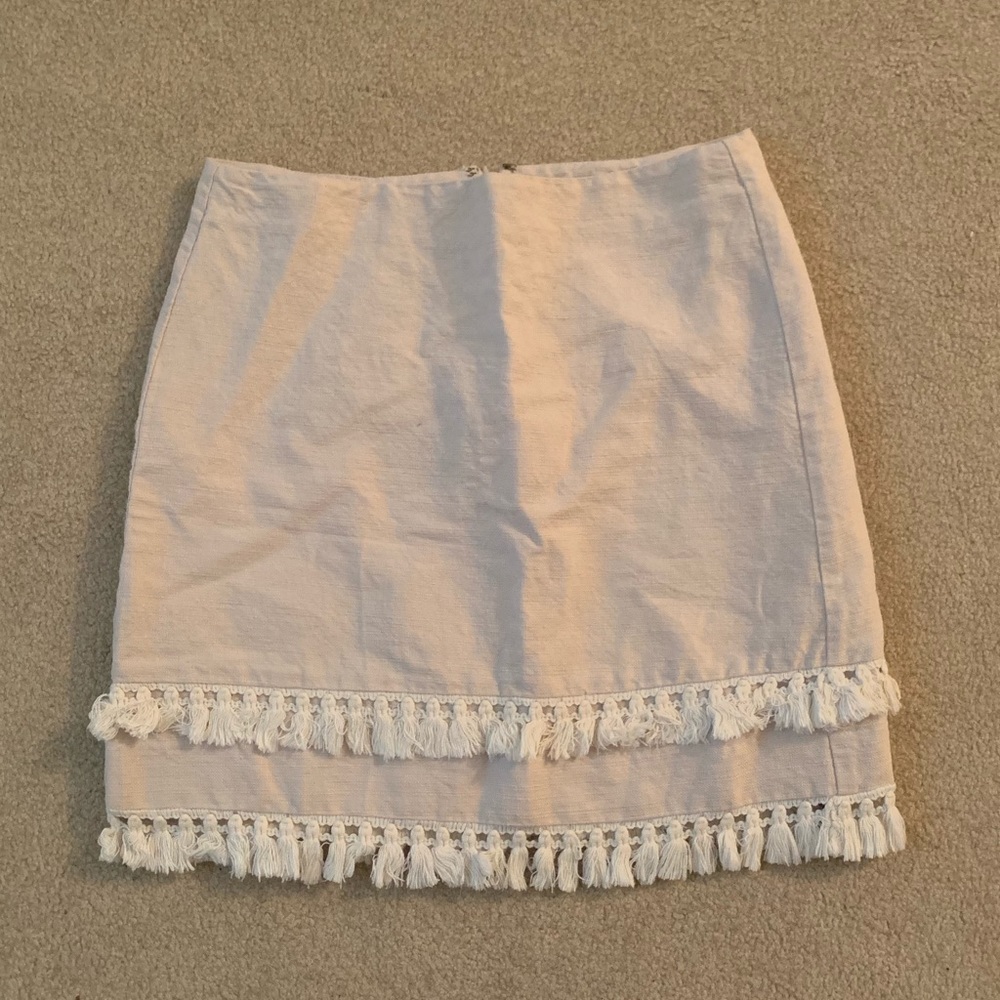 LOFT khaki tassel skirt